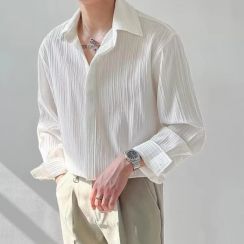 3Pcs Mens Pleated Casual Shirt