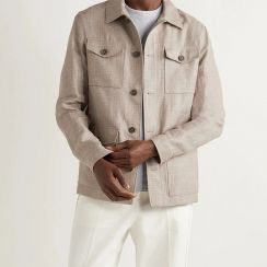 2Pcs Mens Eco Friendly Long Sleeve Linen Jacket