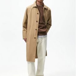 2Pcs Mens Loose Casual Long Trench Coat