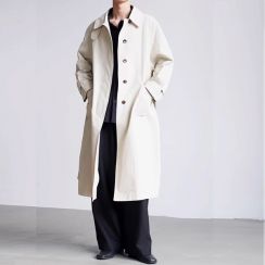 2Pcs Slim And Simple Neutral Style Long Coat