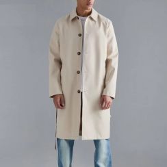 Outdoor Men Classic Belted Trench Long Coat