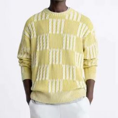 Mens Crew Neck Knit Textured Sweater